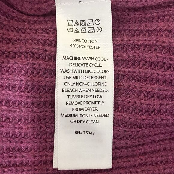 Rachel Zoe Womens Oversized Fit Rib Sweater Half Button V-Neck Berry Size Small - Picture 9 of 9